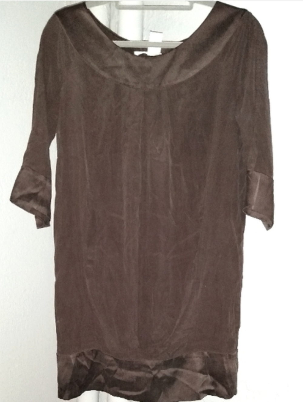 Silk Diane von Furstenberg Stretchy Dress Brown Mini Tunic Blousy Loose Fit Sz 2